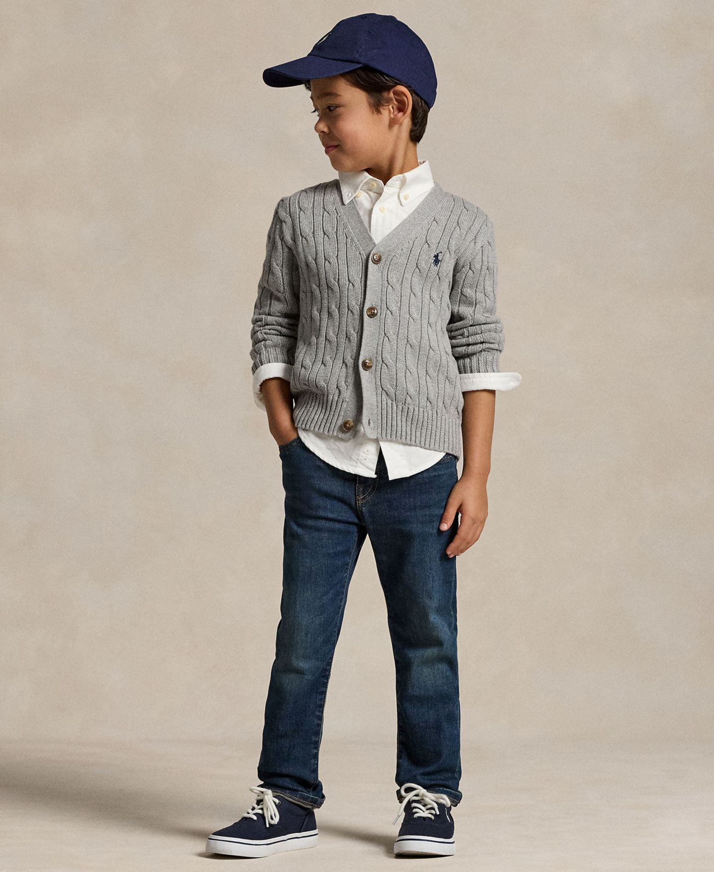 Кардиган Polo Ralph Lauren Cable-Knit Cotton V-Neck Cardigan Sweater для мальчиков, цвет: Меланжевый — фото 4