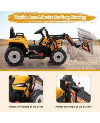 12V Battery Powered Kids Ride on Excavator with Adjustable Arm and Bucket-Yellow