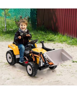 12V Battery Powered Kids Ride on Excavator with Adjustable Arm and Bucket-Yellow