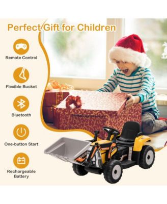 12V Battery Powered Kids Ride on Excavator with Adjustable Arm and Bucket-Yellow