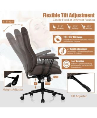 High Adjustable Back Executive Office Chair with Armrest-Brown