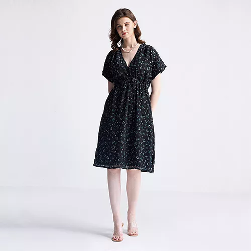 women's gathered knee-length dress