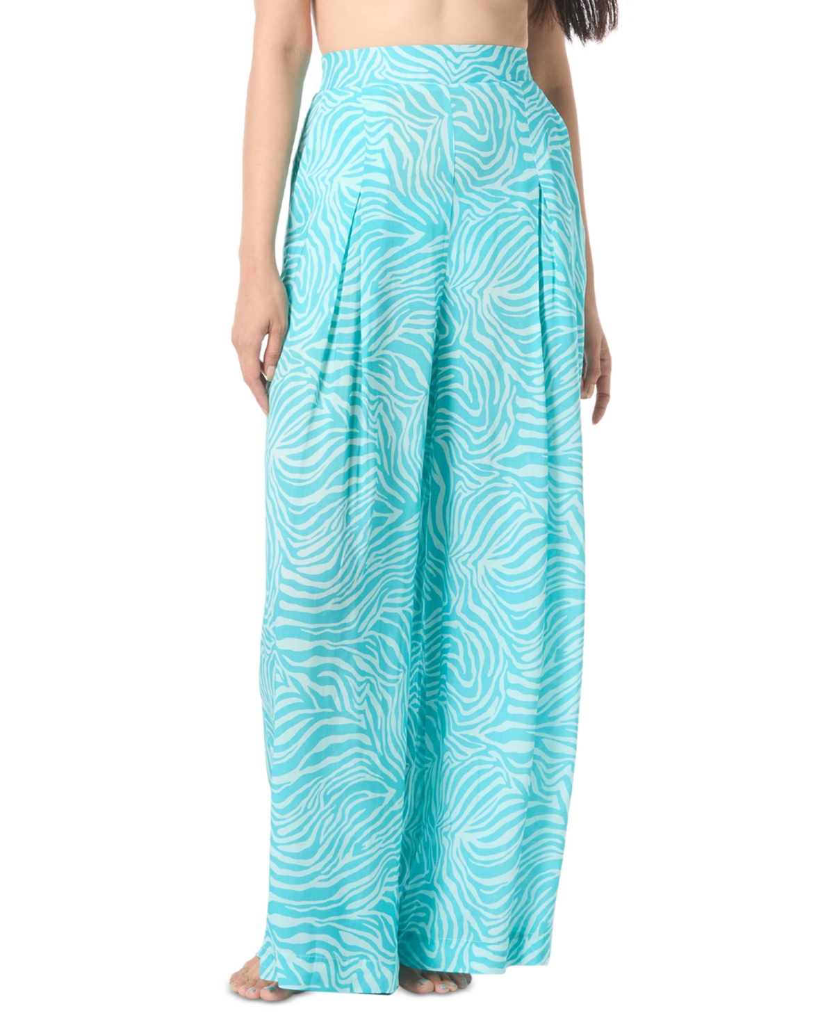 Vince Camuto Womens Printed Knotted Bikini Top Printed Cover Up Pants In Oasis