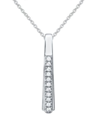 Macy's - Diamond Vertical Bar 18" Pendant Necklace (1/10 ct. t.w.) in Sterling Silver