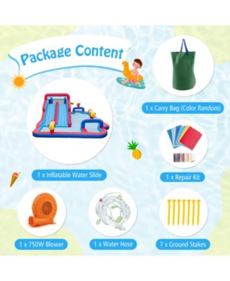 Inflatable Bounce House with 2 Water Slides and 3 Water Cannons With 680W Blower