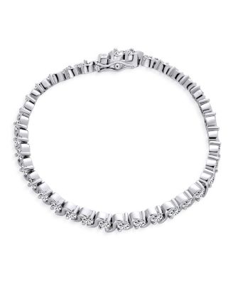 20CTW CZ Round Solitaire Swirl S Wave Link Tennis Bracelet Silver Plated