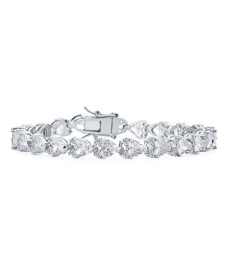 Bling Jewelry 20 CT Cubic Zirconia CZ Tennis Bracelet Heart Shape