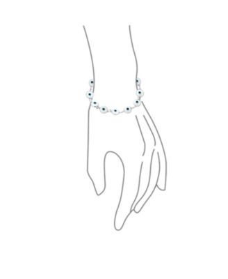 Multicolor Evil Eye Strand Bracelet in Sterling Silver