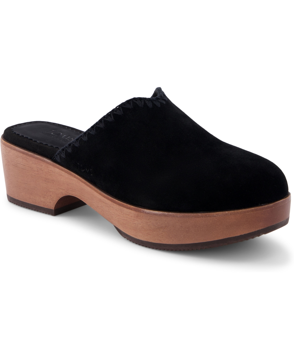 Toms Addison Suede Clog In Black Suede