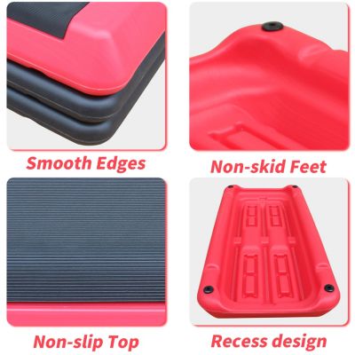 Streamdale Adjustable Aerobic Stepper with Risers in Red and Black