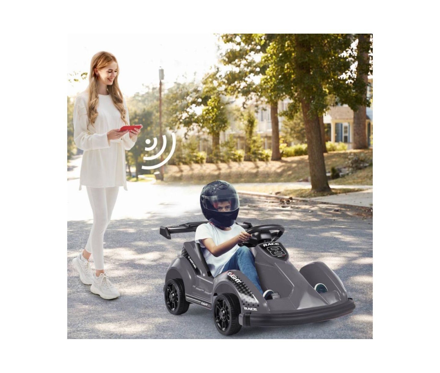Детская игрушка VEBREDA 6V Kids Ride On Go-Cart with Remote Control, 66 lb Capacity, Ages 3+, цвет: Чёрный — фото 2