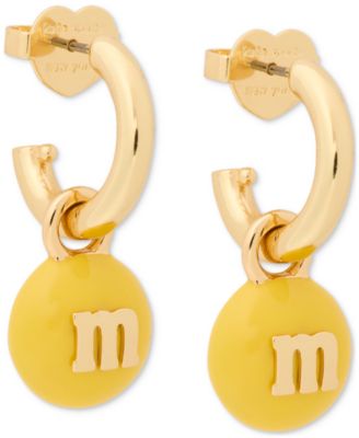 kate spade new york - Gold-Tone M&M Charm Huggie Hoop Earrings