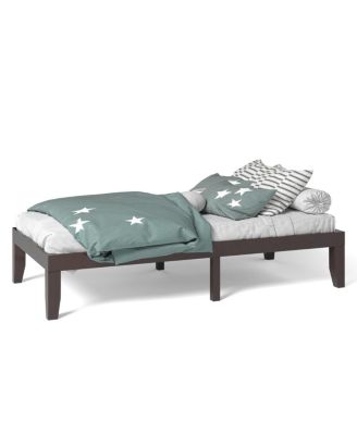 14'' Twin Size Wooden Platform Bed Frame w/ Strong Slat Support Espresso