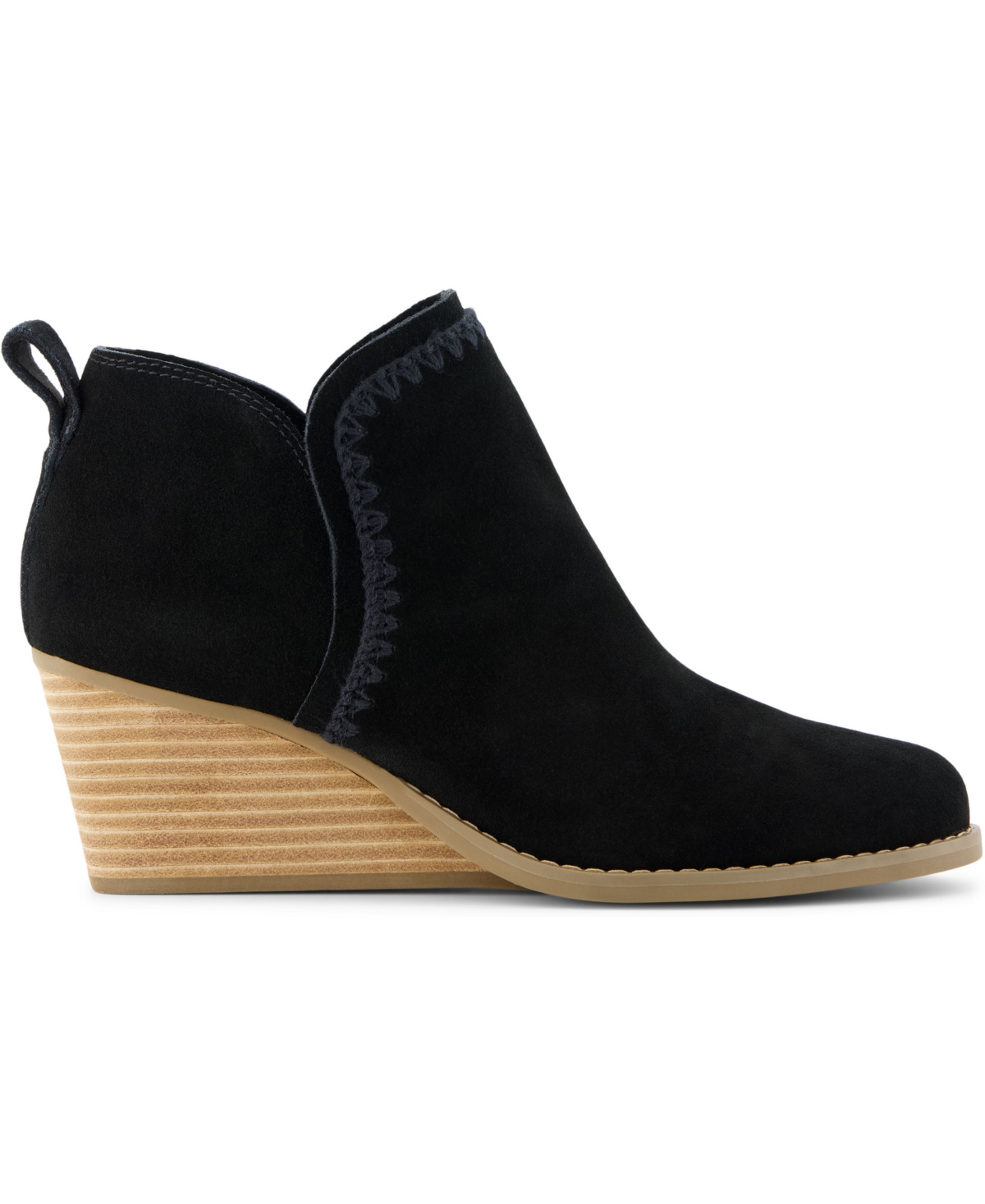 Shop Toms Women's Kaia Wedge Booties In Black Suede