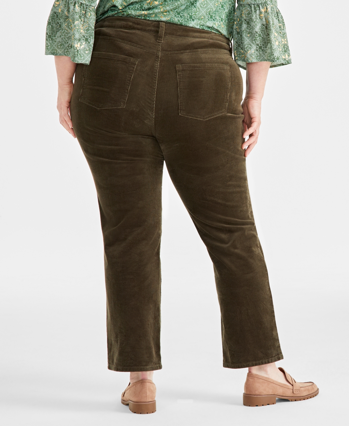 STYLE & CO PLUS SIZE HIGH-RISE STRAIGHT-LEG CORDUROY PANTS, CREATED FOR MACY'S 