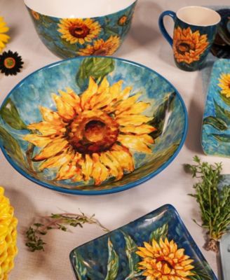 Golden Sunflowers Serving Bowl