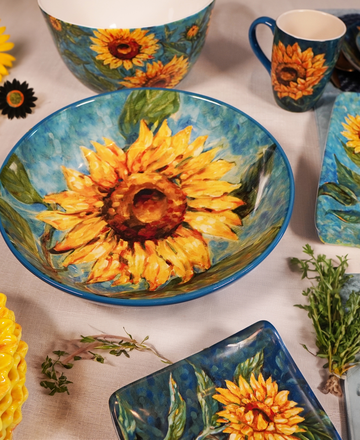 Certified International Golden Sunflowers Serving Bowl