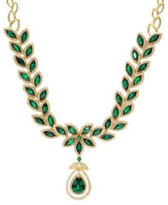 Emerald and FWP necklace with 14k newest gold