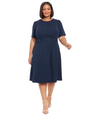 Plus Size Fit & Flare Scuba Crepe Midi Dress