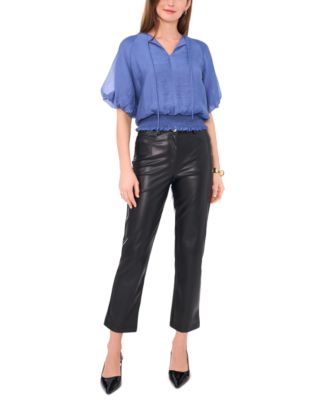 Women's Short-Sleeve Smocked-Waist Top