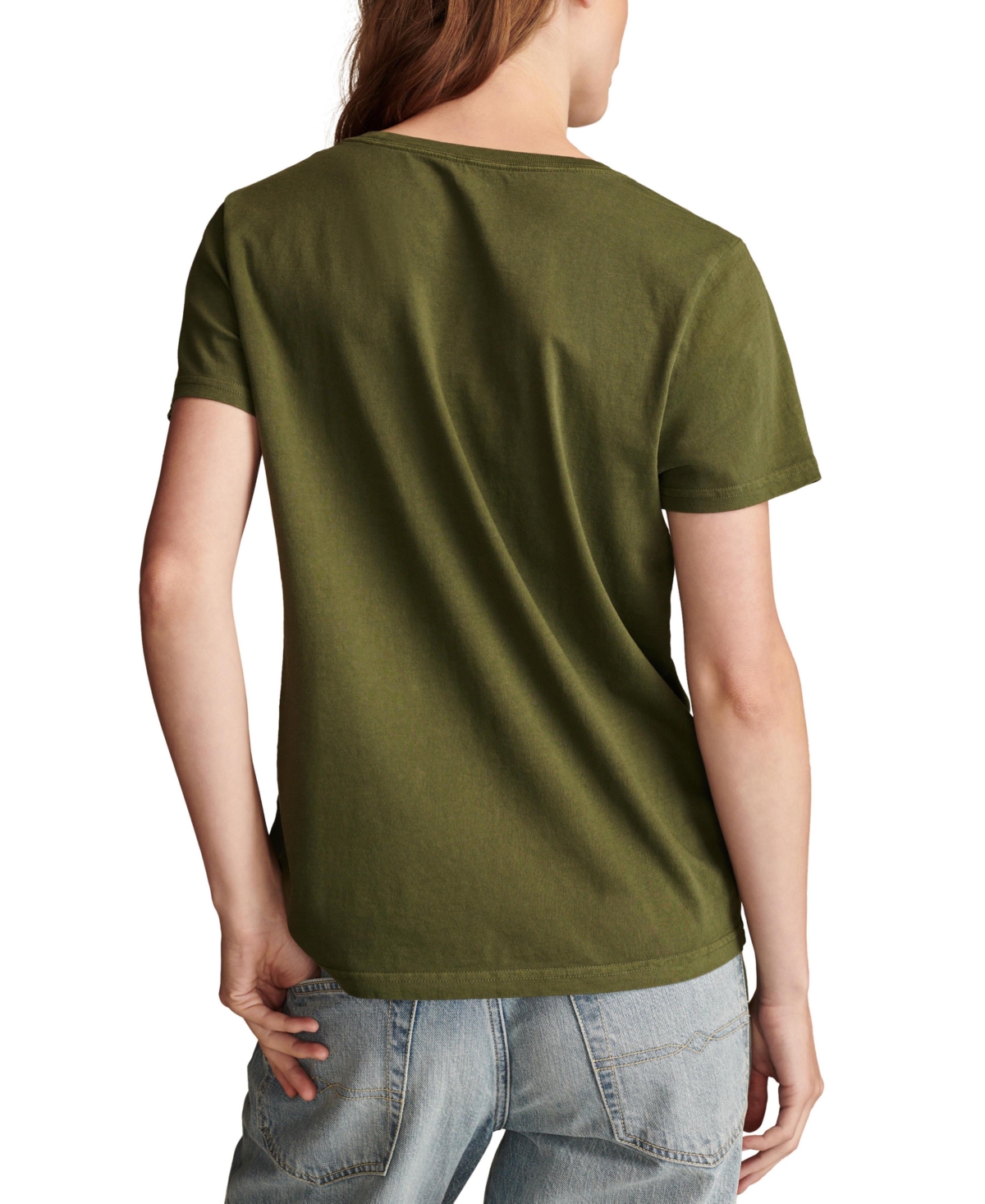 Lucky Brand Women's Libra Scales Studded Classic T-shirt In Rifle Green