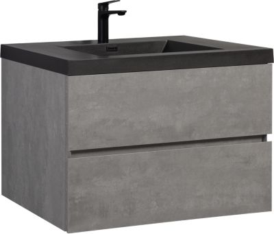 36&amp;#x22; MFC &amp; Quartz Sand Wall-Mounted Design, Soft-Close Hinges &amp; Water-Resistant Finish Bathroom Vanity