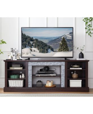 Streamdale Modern Faux Stone TV Console with Storage Cabinet