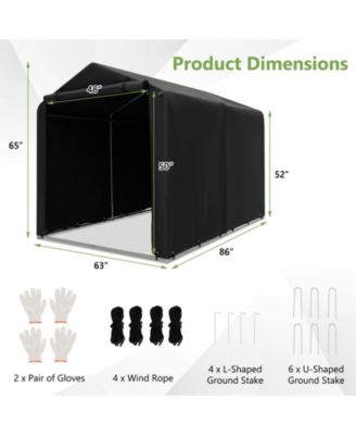 7 x 5.2FT Storage Shelter Outdoor Bike Tent with Waterproof Cover and Zipper Door-Gray