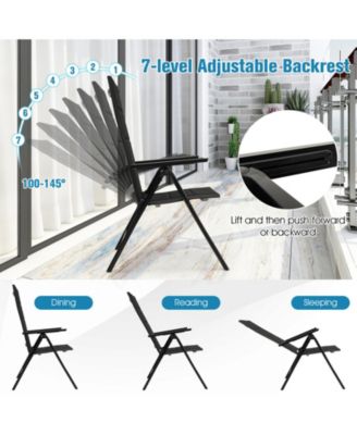 Outdoor Dining Chair with Soft Padded Seat and 7-Position Adjustable Backrest