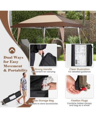 13 x 13 Feet Pop-Up Patio Gazebo with Wheels-Coffee