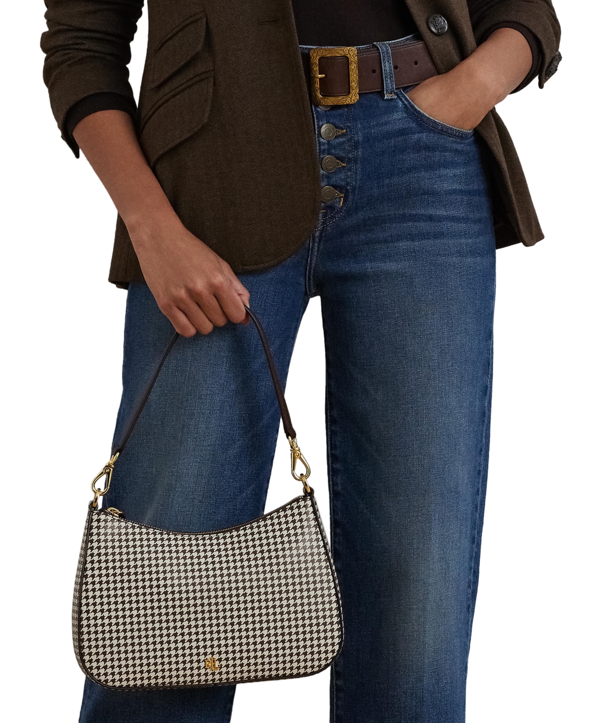 Lauren Ralph LaurenLeather Small Danni Bag - Houndstooth