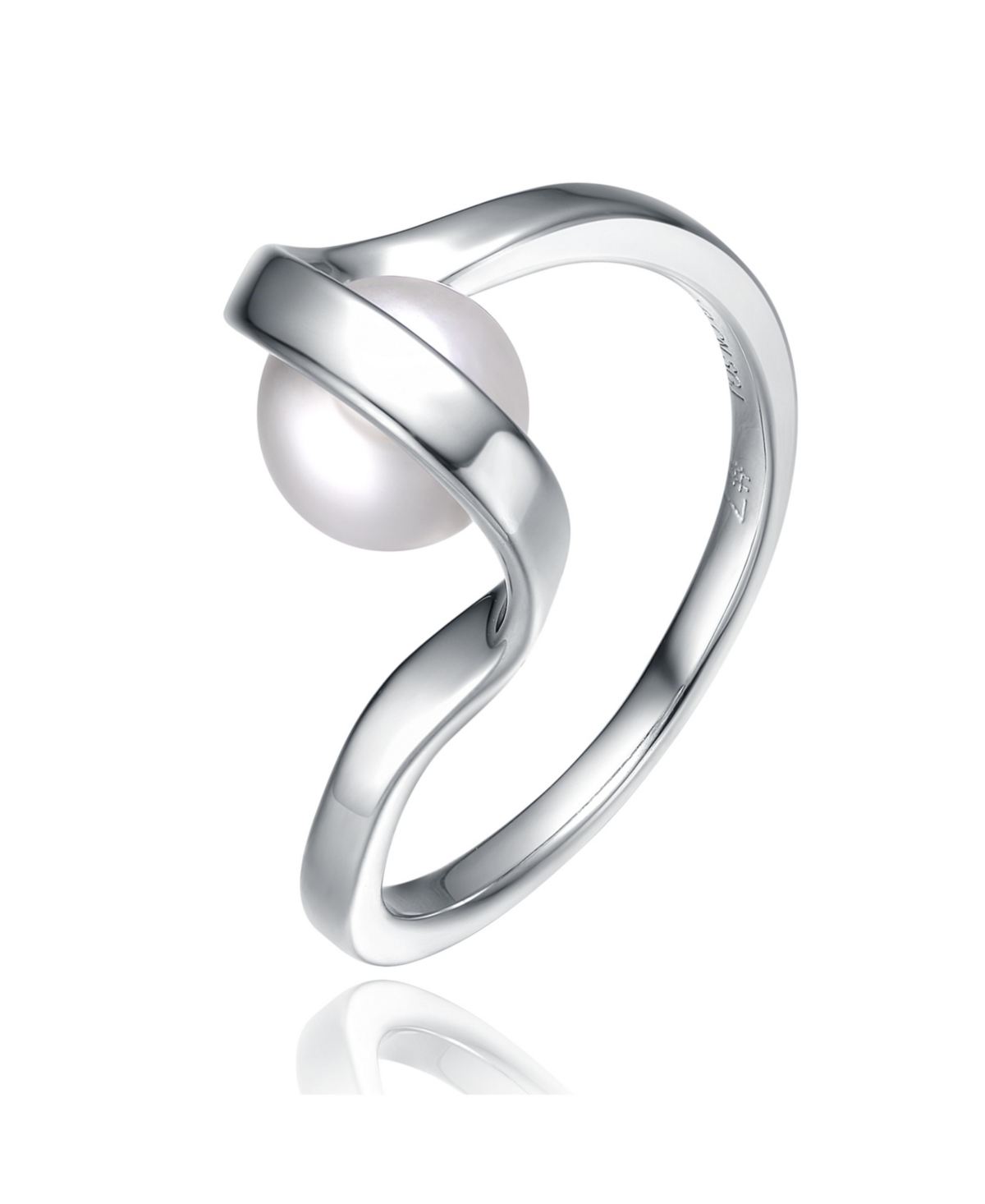 Sterling Silver with Cubic Zirconia Double Weave Band Ring - White