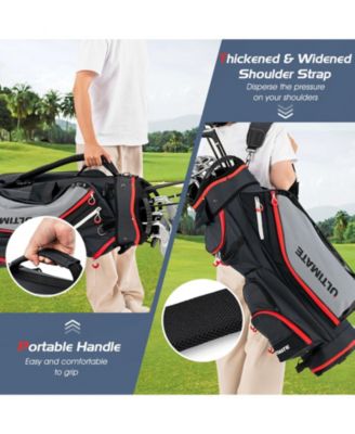 9.5 Inch Golf Cart Bag with 14 Way Dividers Top Organizer-Black