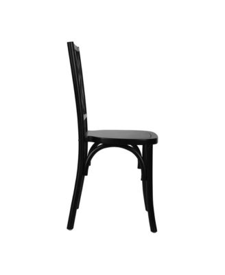 Mara Solid Wood Dining Chair With Stackable Design, Ornate Seat Back Accenting, And Elegant Finish