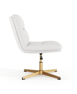 Mid-Back Upholstered Swivel Office Chair – Height-Adjustable Armless Design with Padded Seat & Back, Stationary Strong Frame