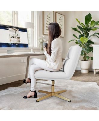 Mid-Back Upholstered Swivel Office Chair – Height-Adjustable Armless Design with Padded Seat & Back, Stationary Strong Frame