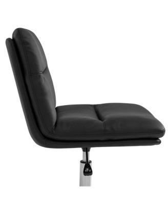 Mid-Back Upholstered Swivel Office Chair – Height-Adjustable Armless Design with Padded Seat & Back, Stationary Strong Frame