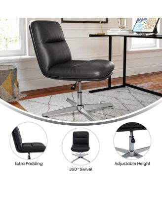 Mid-Back Upholstered Swivel Office Chair – Height-Adjustable Armless Design with Padded Seat & Back, Stationary Strong Frame