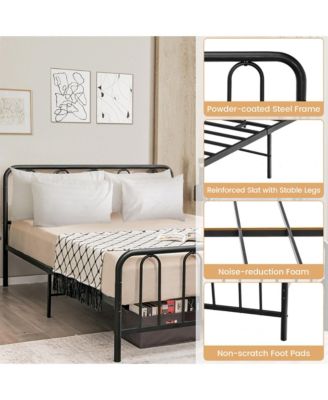 Stylish Queen Size Metal Bed Frame Platform Bed Base w/ Headboard & Footboard