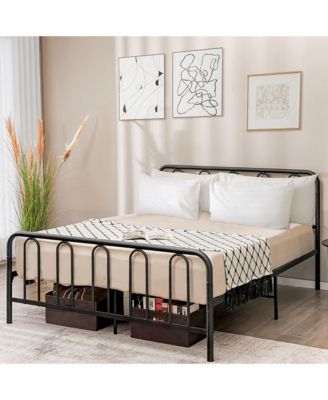 Stylish Queen Size Metal Bed Frame Platform Bed Base w/ Headboard & Footboard
