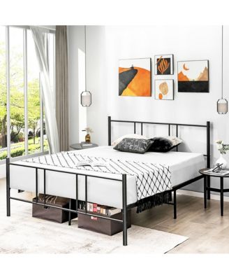Full Size Steel Platform Bed Frame Headboard Heavy-Duty Mattress Foundation