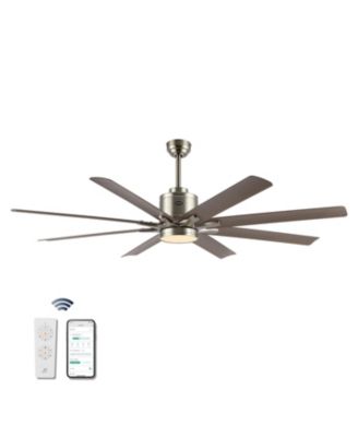 Octo 66" 1-Light Contemporary Industrial Iron/Plastic Mobile-App/Remote-Controlled 6-Speed Ceiling Fan with Integrated LED Light