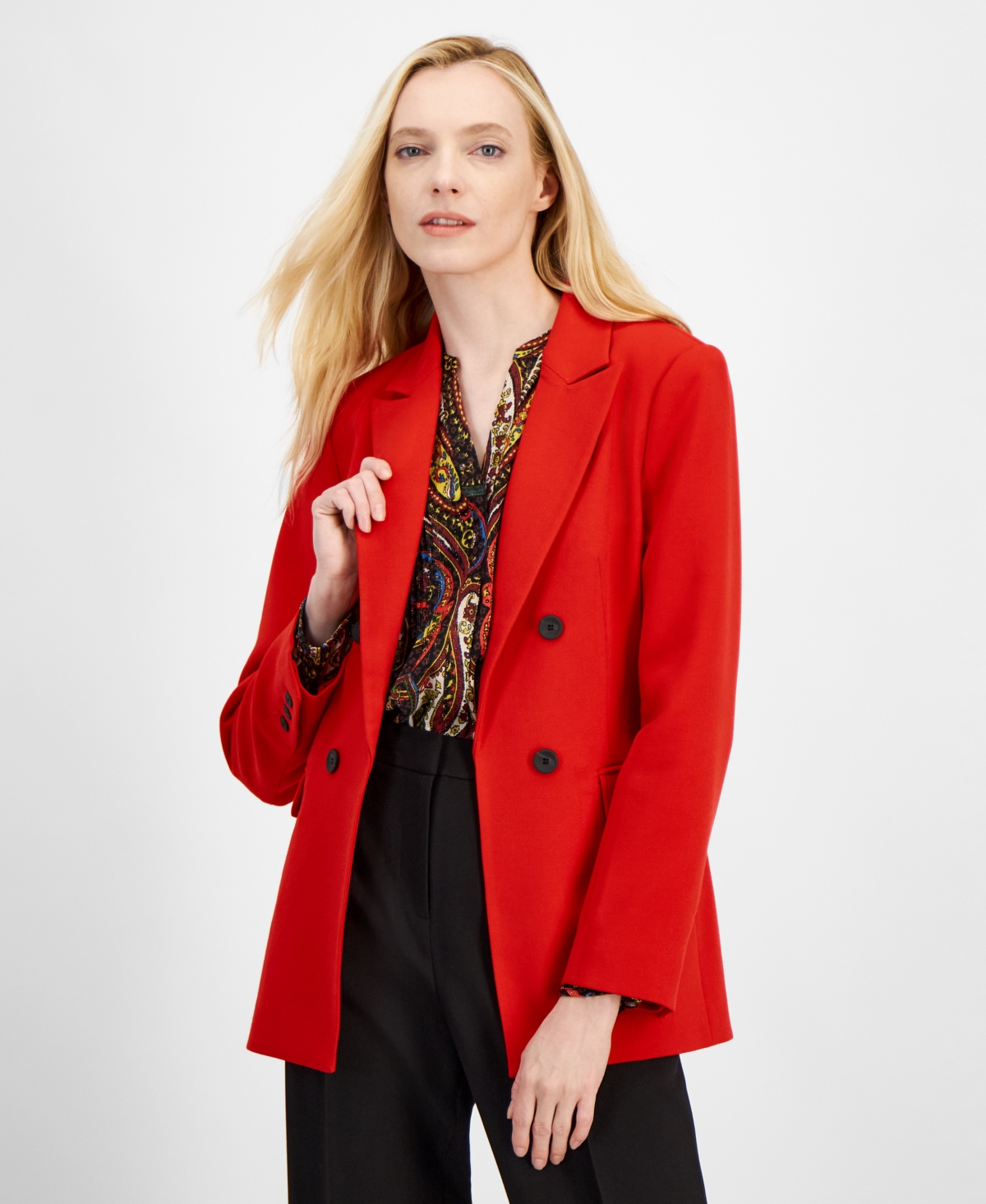 T Tahari Women's Faux-Double-Breasted Blazer