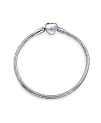 Snake Bracelet with Heart Clasp Fits European Beads 7 Inch