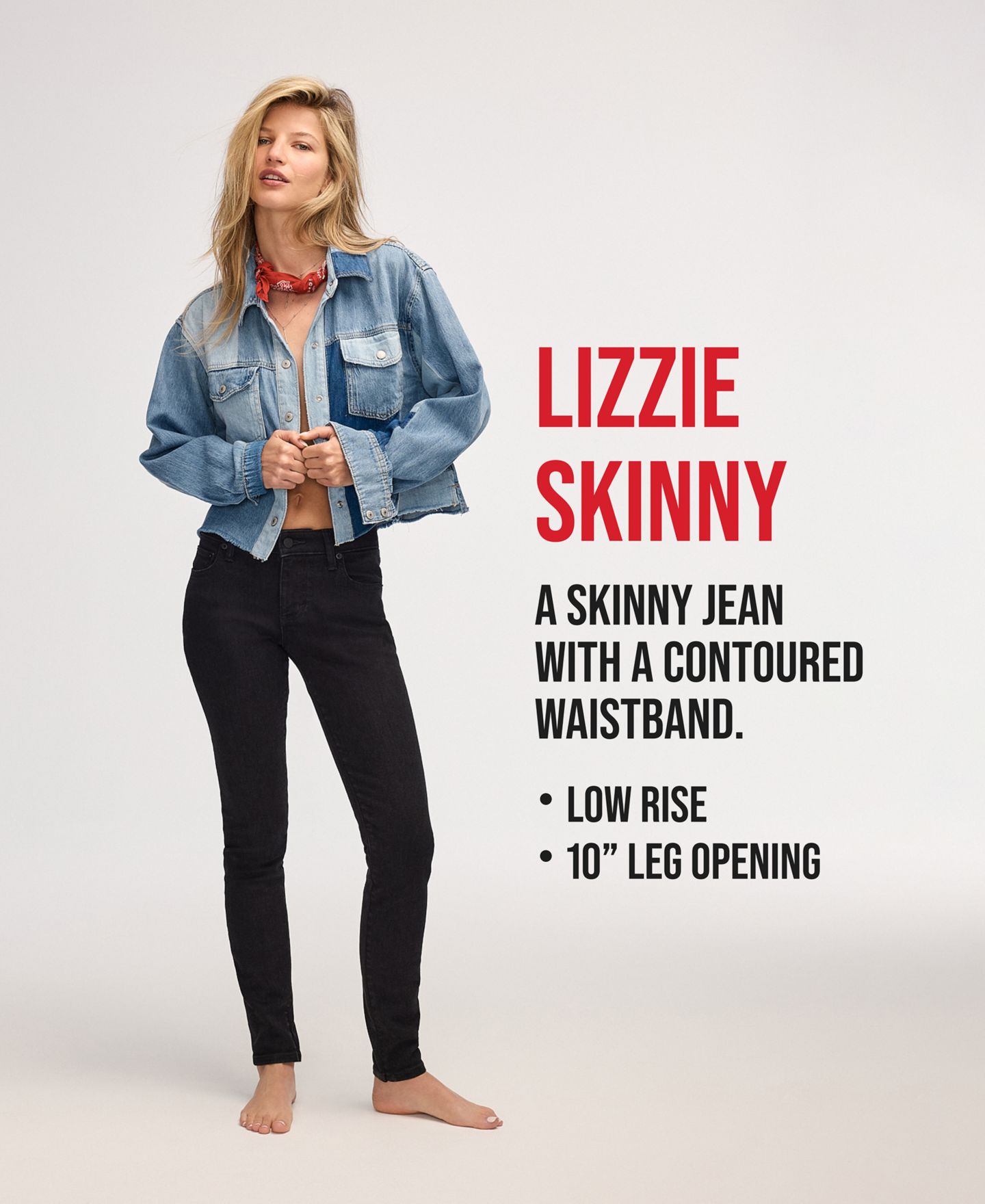 Женские джинсы Lucky Brand Lizzie Low-Rise Skinny, цвет: Чёрный — фото 4