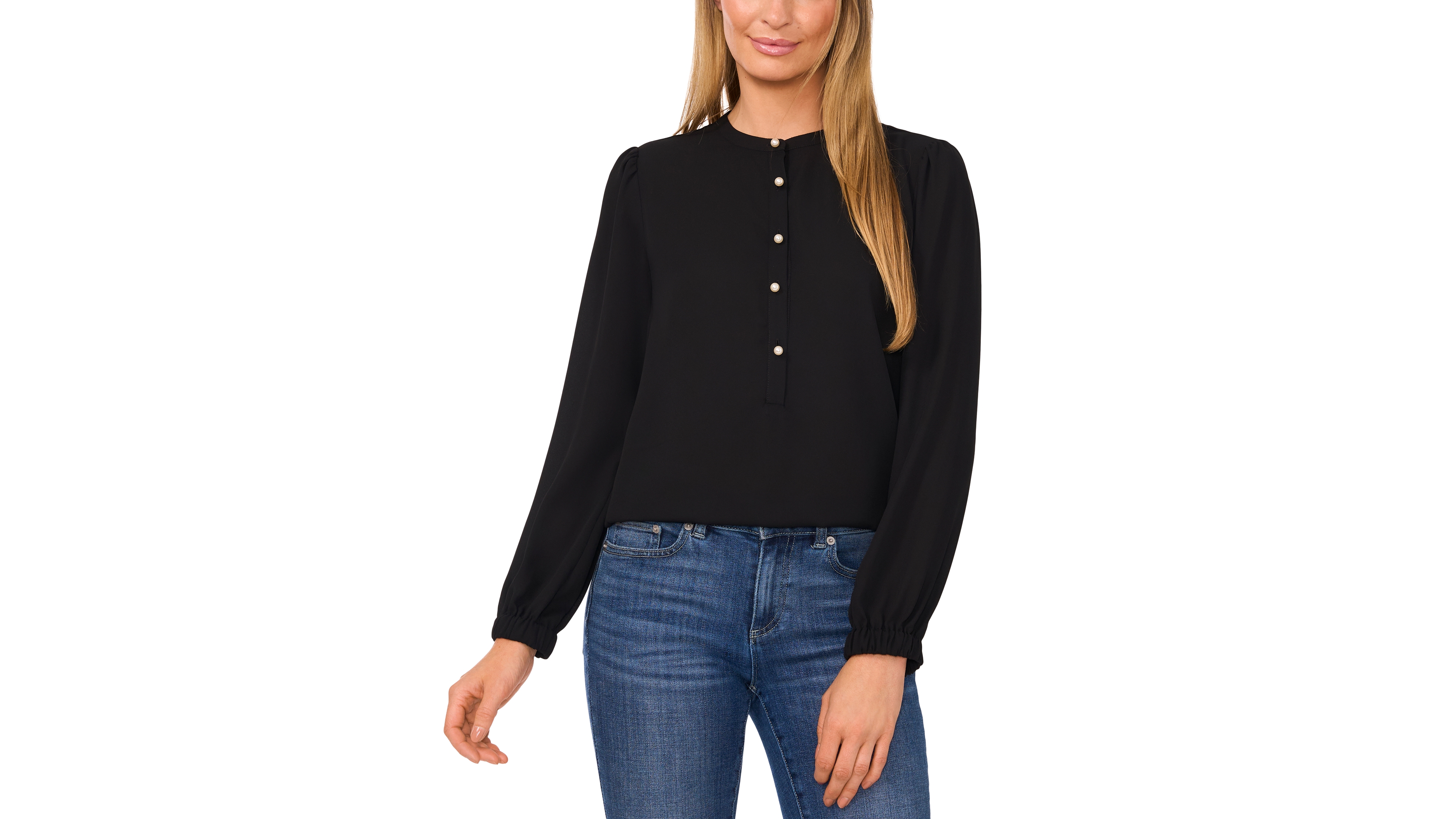 CeCe Women's Faux-Pearl-Button Blouse