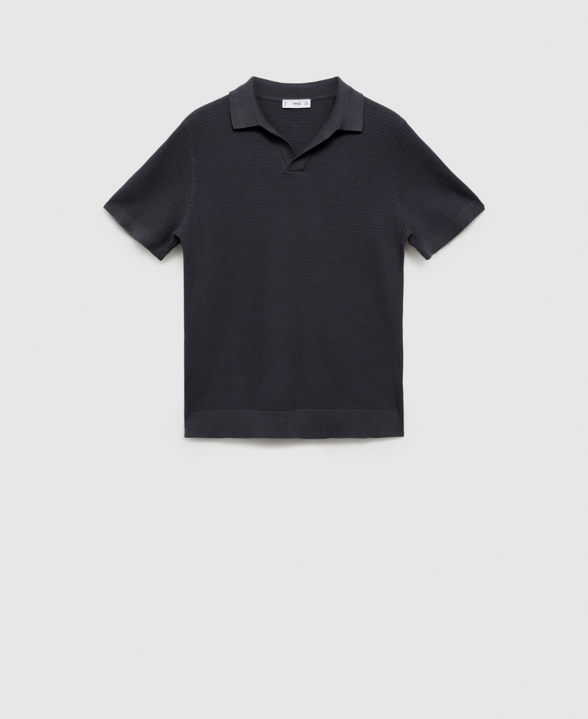 Mango Men's Braided Knit Cotton Polo Shirt
