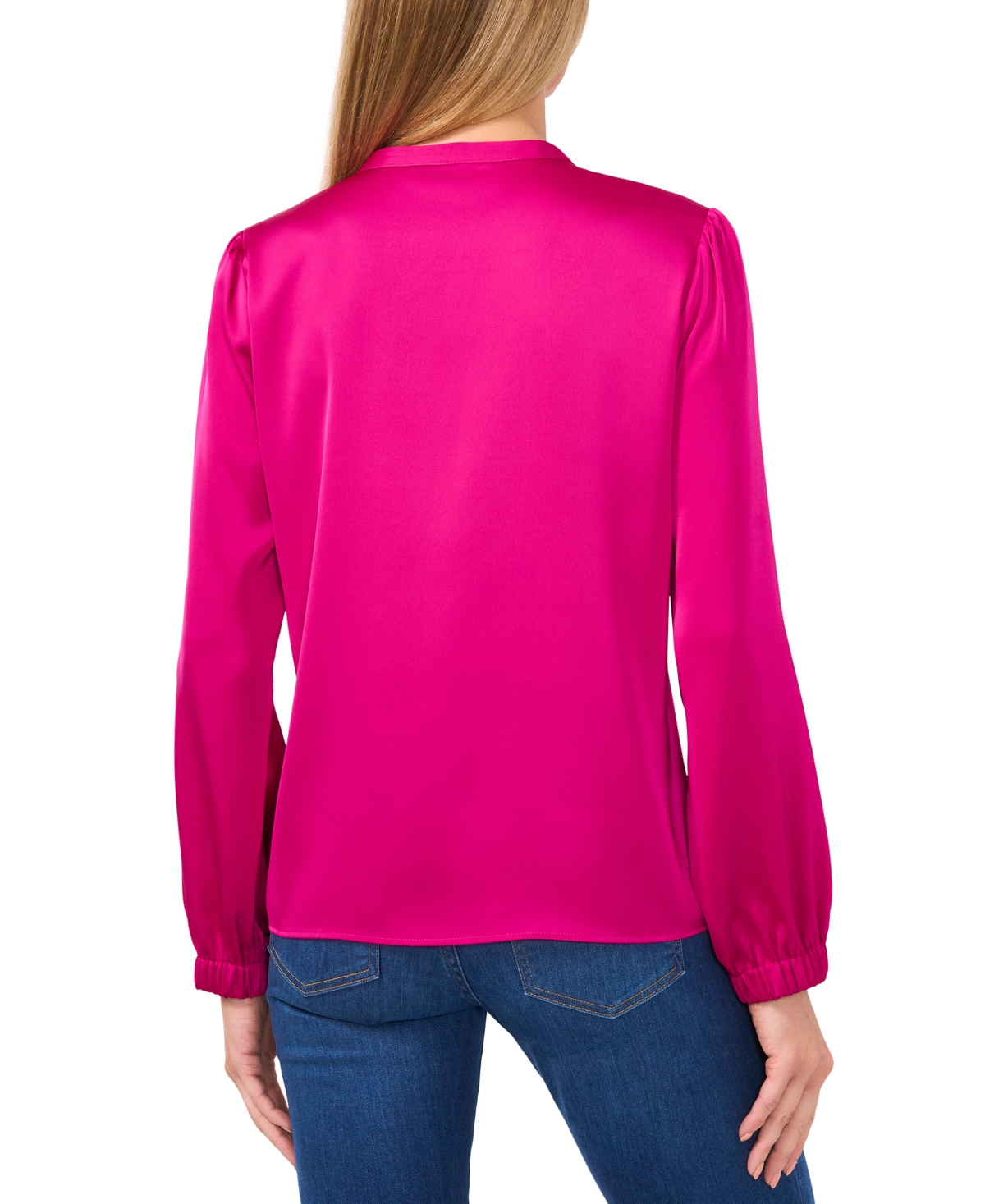 CeCe Women's Charmeuse Faux-Pearl-Button Blouse