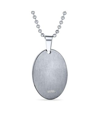 Protection Religious El Padre Maestro Our Lords Prayer Oval Pendant Necklace Black Silver Stainless Steel