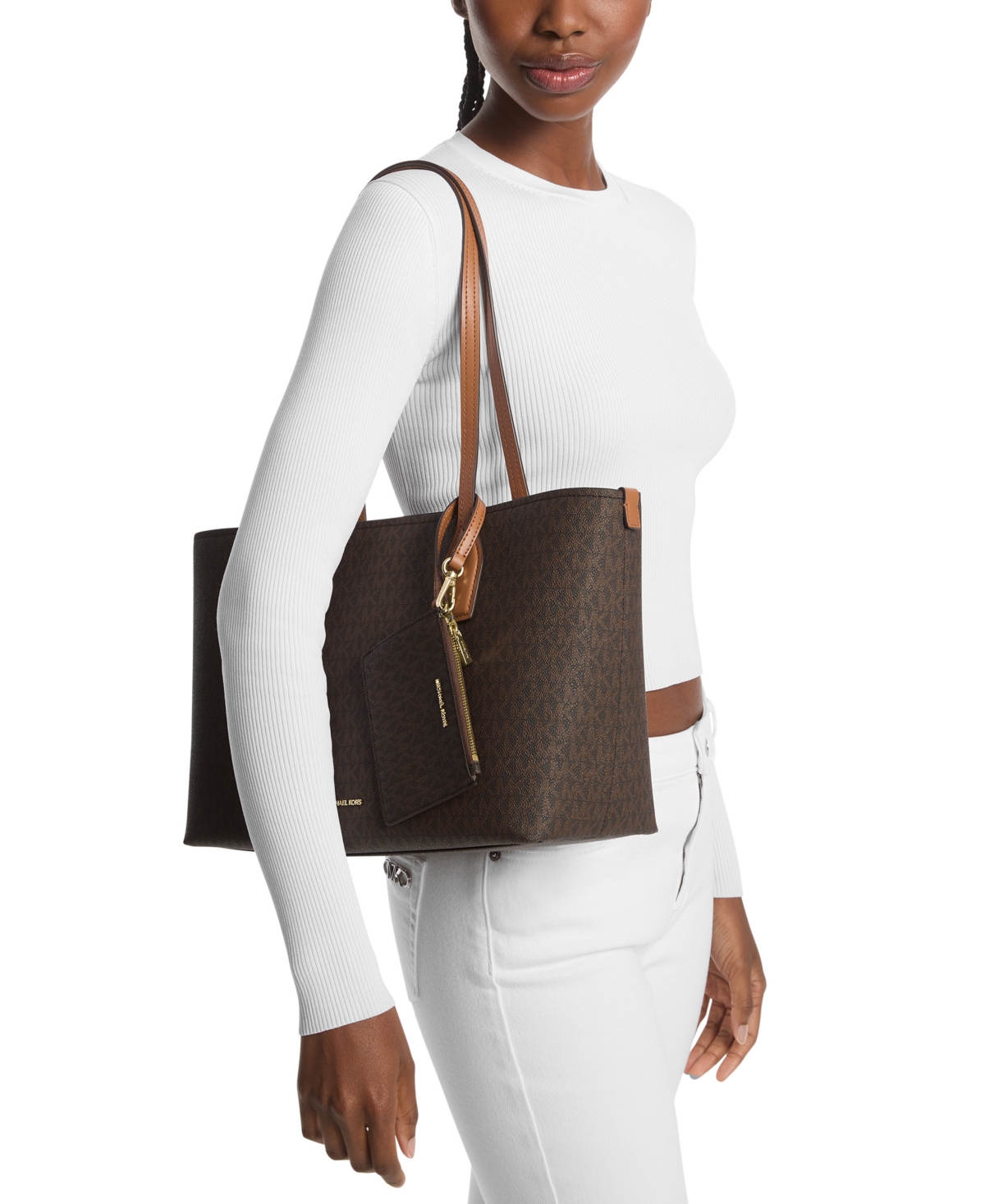 Michael Michael Kors Charlie Logo Tote With Zip Case, Created For Macy's -acorn